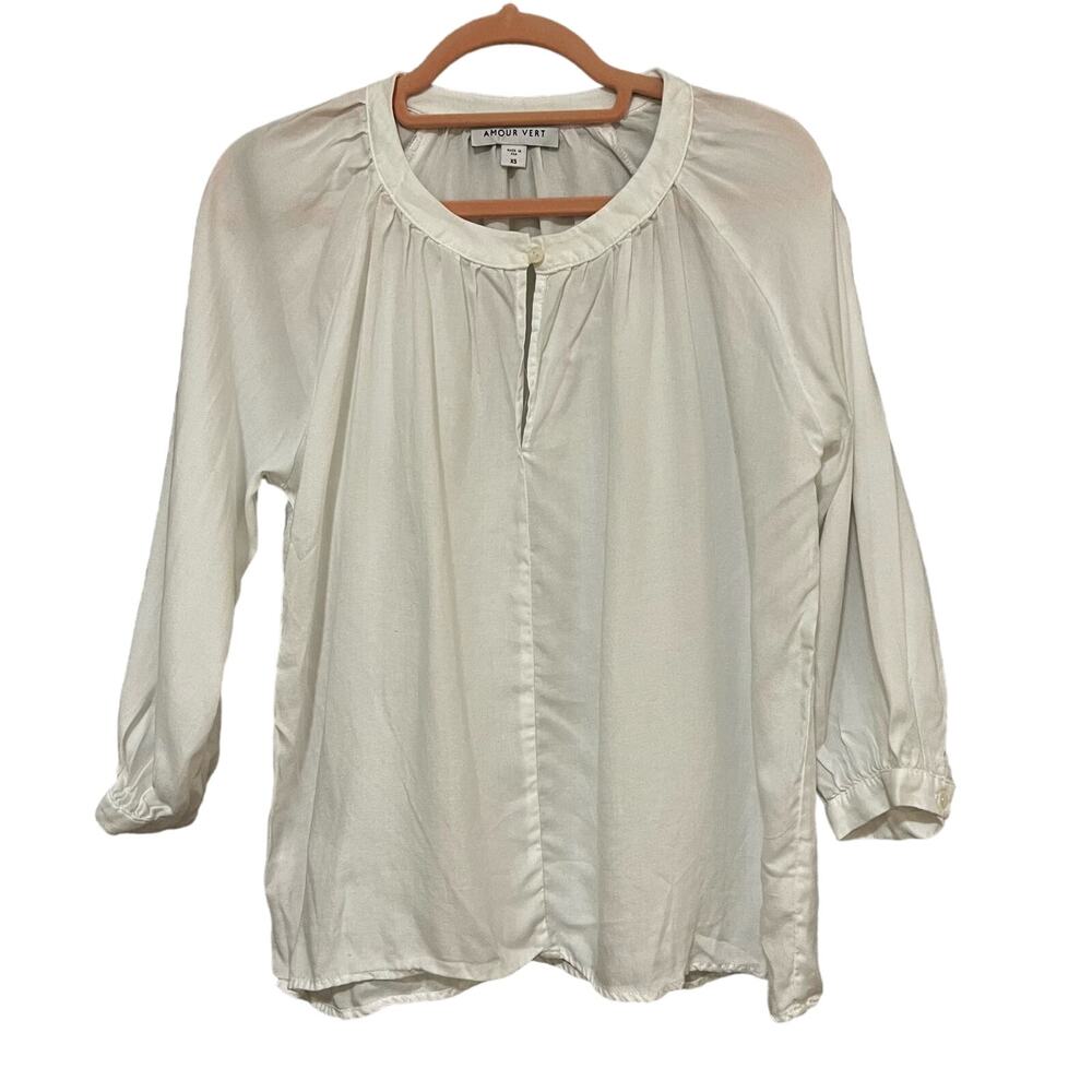 Amour Vert Tencel White Pleated Blouse XS